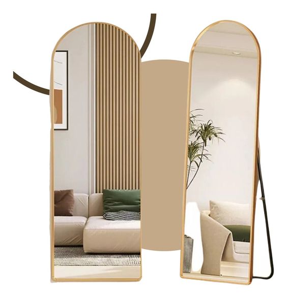 Grand miroir Pinterest avec support et cadre doré