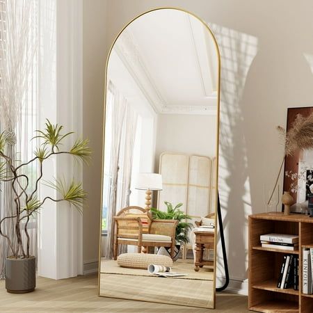 Grand miroir Pinterest avec support et cadre doré