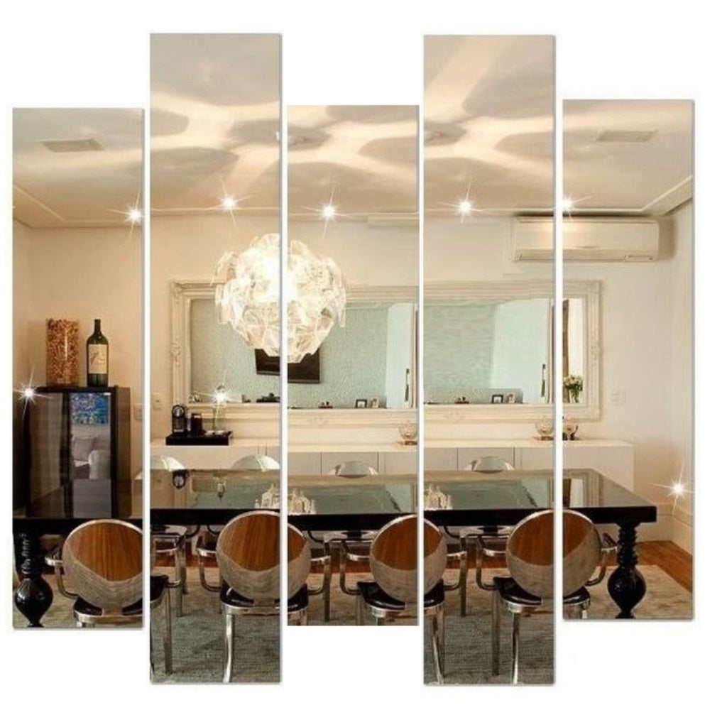 Ensemble de 5 miroirs décoratifs rectangulaires en verre cristal