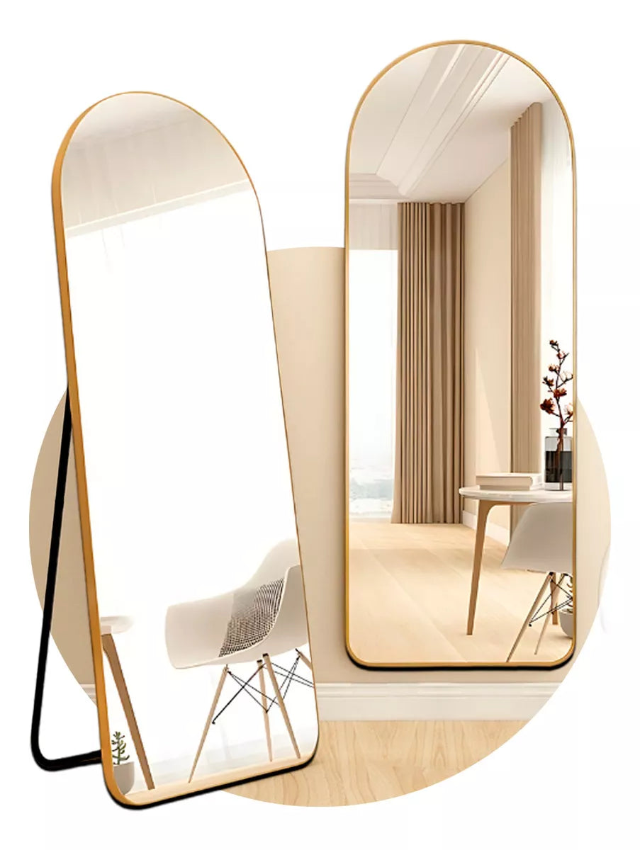 Grand miroir Pinterest avec support et cadre doré