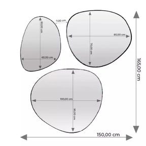 Composition Trio Miroir Goutte 165x150cm
